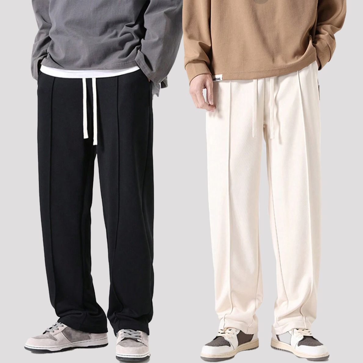 joggers park orignals. Pack of 2 Men Solid Black, Beige Track Pants-picture-36