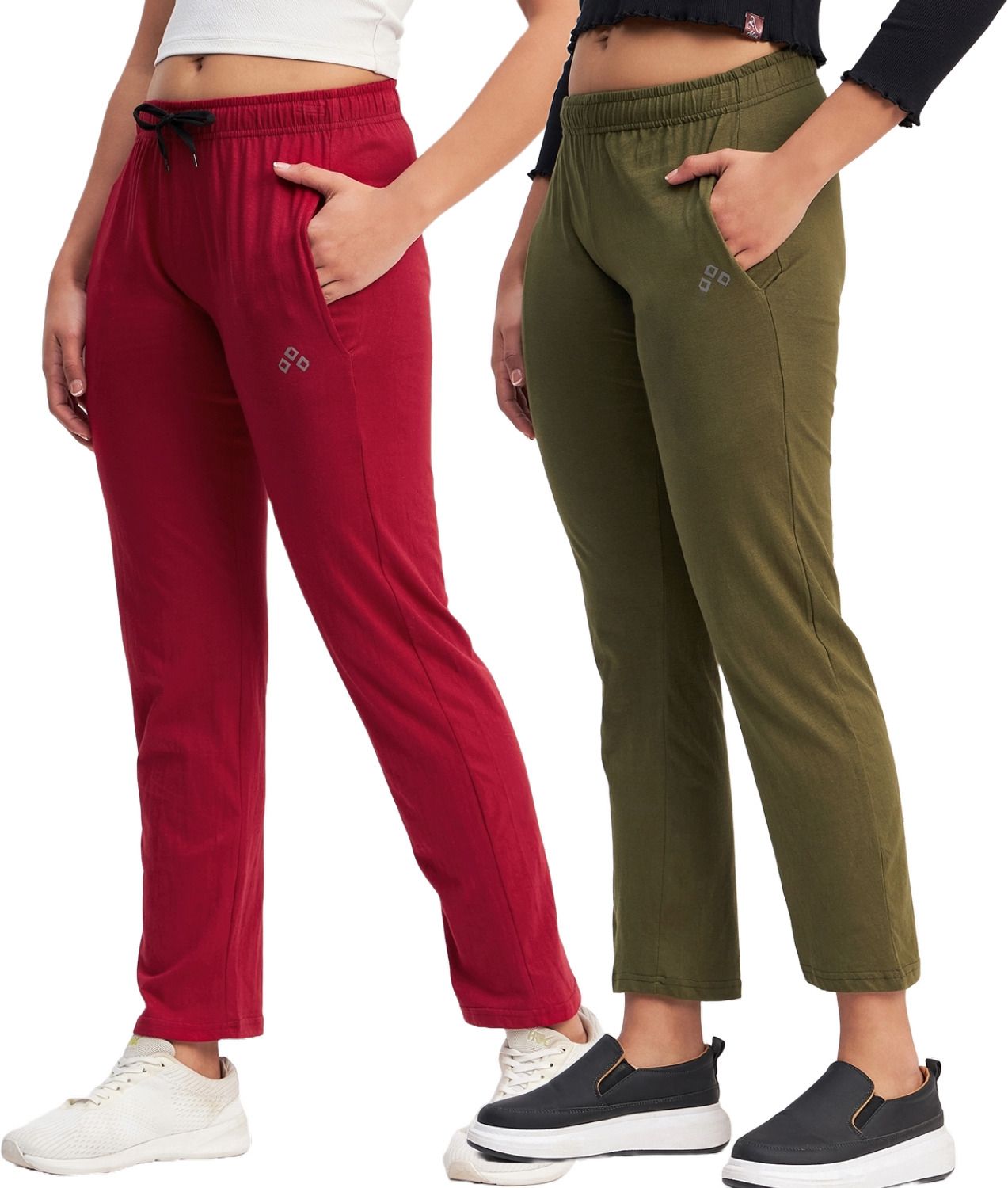 ds fashion Pack of 2 Women Solid Maroon, Green Track Pants-picture-17