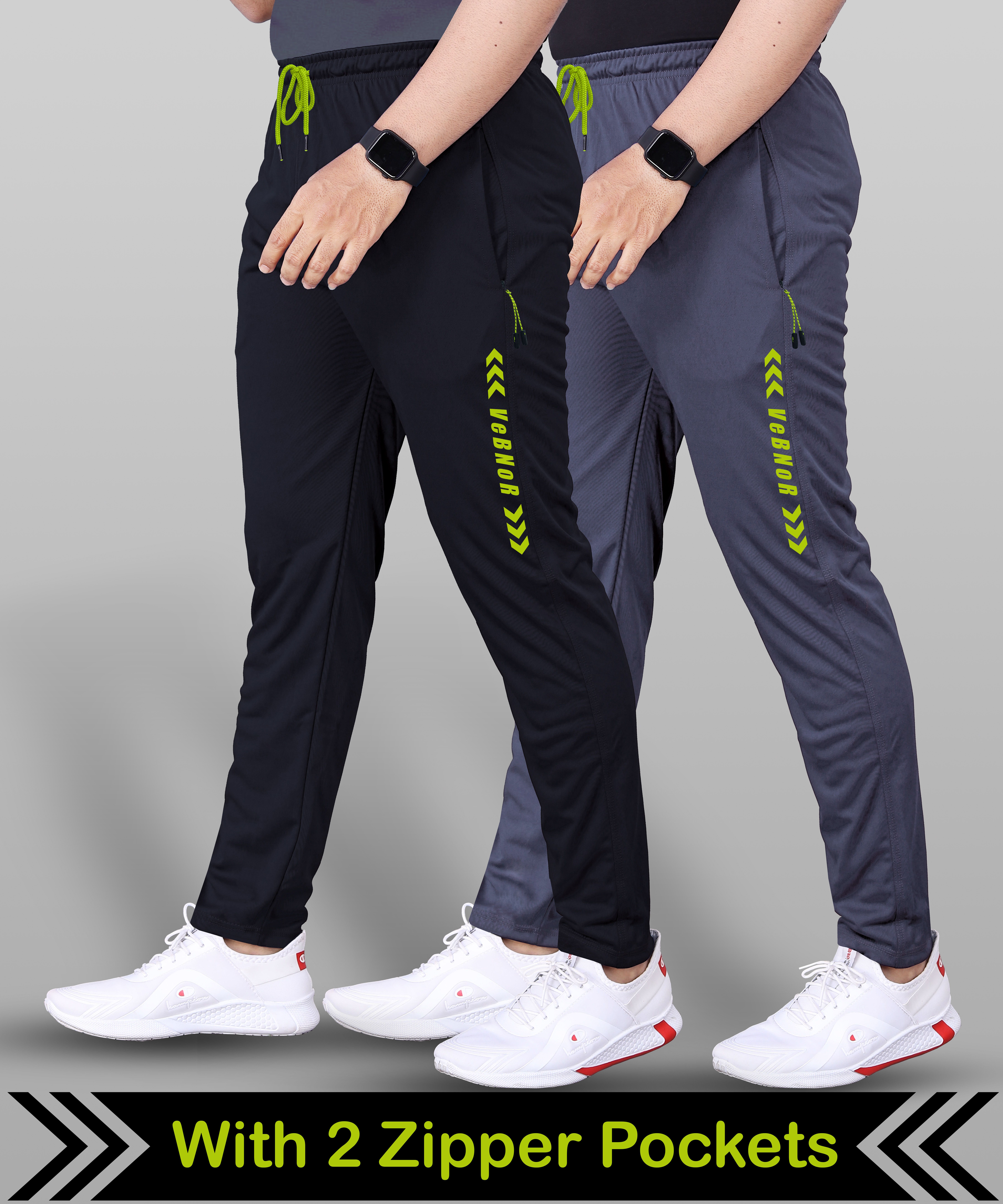 vebnor Pack of 2 Men Printed Black, Grey Track Pants-picture-21