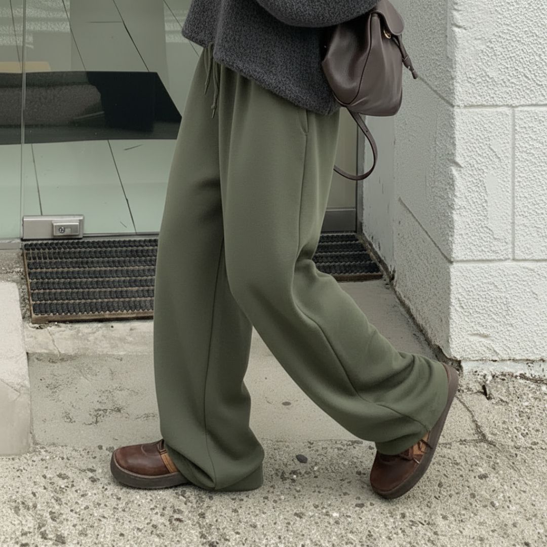 Women Solid Olive Track Pants-image-10