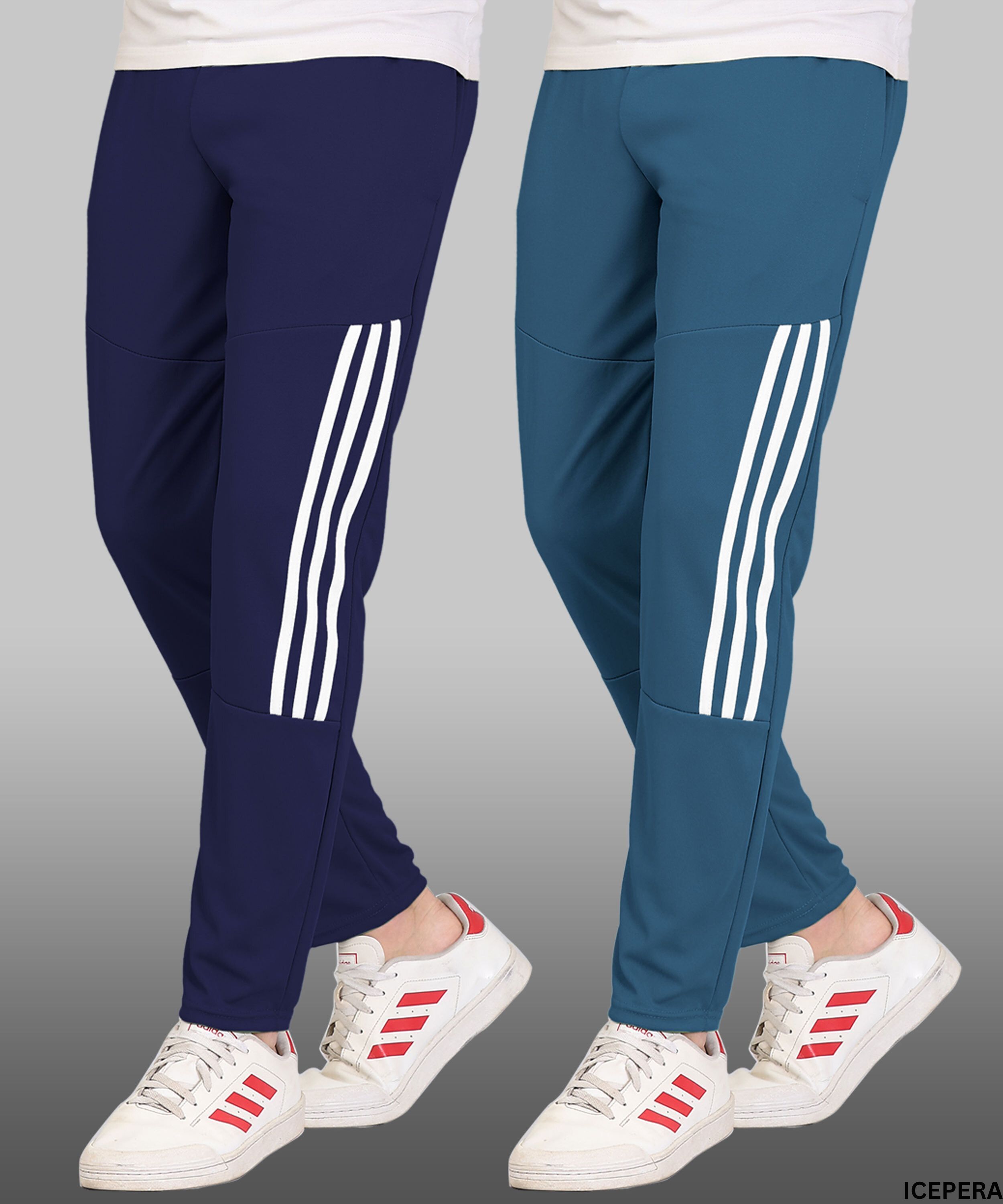 icepera Pack of 2 Men Striped Dark Blue, Blue Track Pants-picture-42