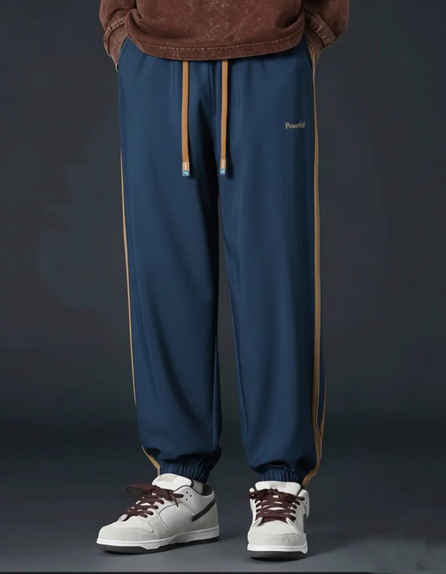 hftrakzwear Men Striped Blue Track Pants-picture-17
