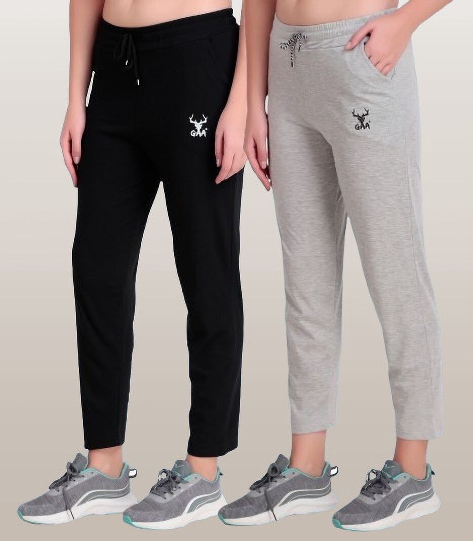 gaa Pack of 2 Women Solid Black Track Pants-picture-21