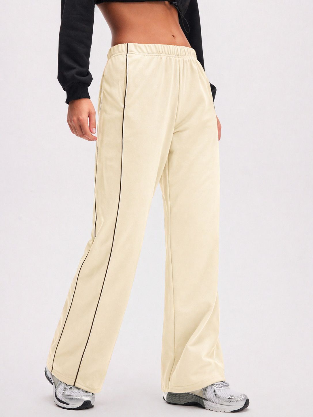 kalivaa Women Solid Beige, Black Track Pants-picture-40