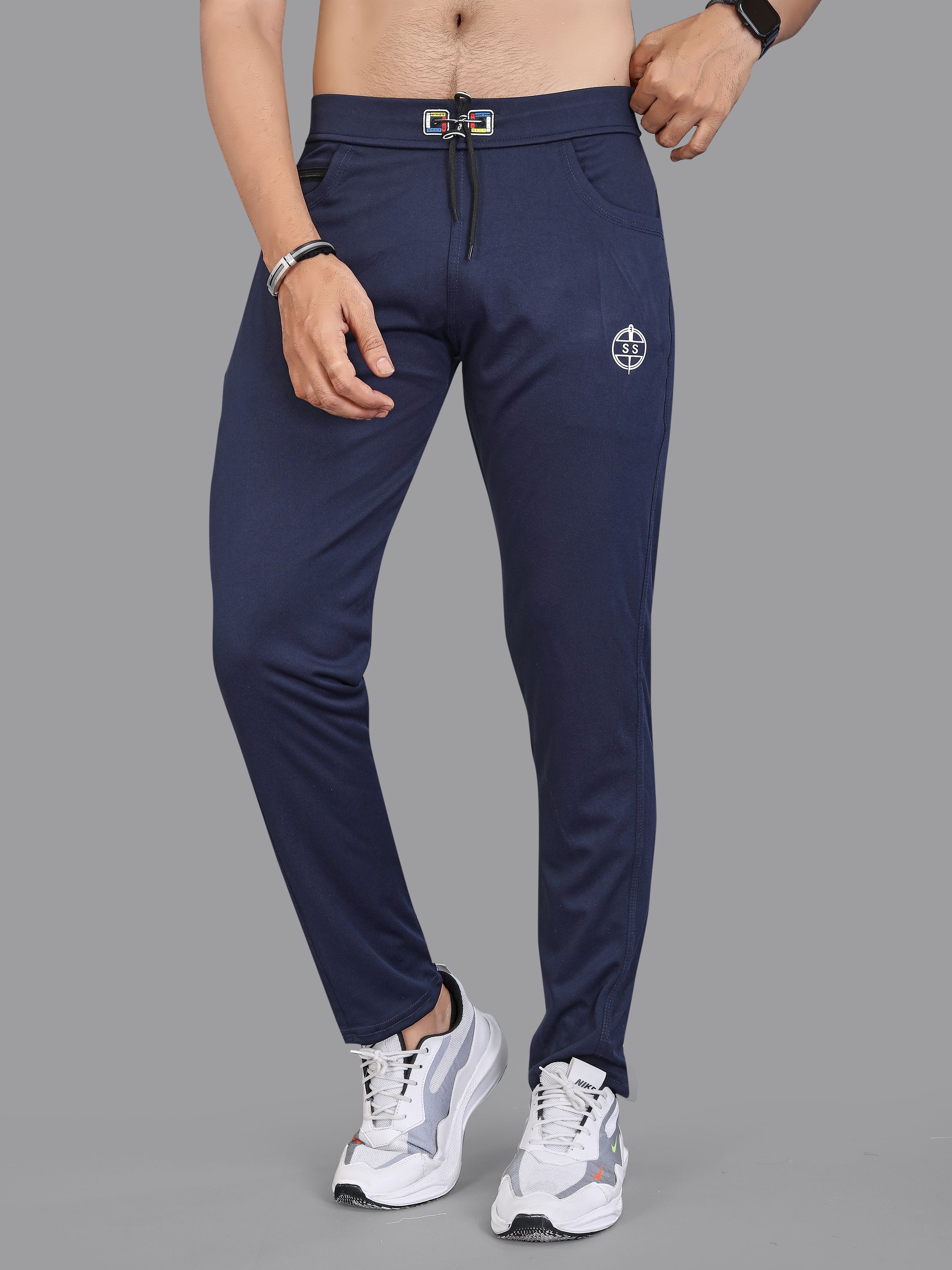 Men Printed Blue Track Pants-image-33