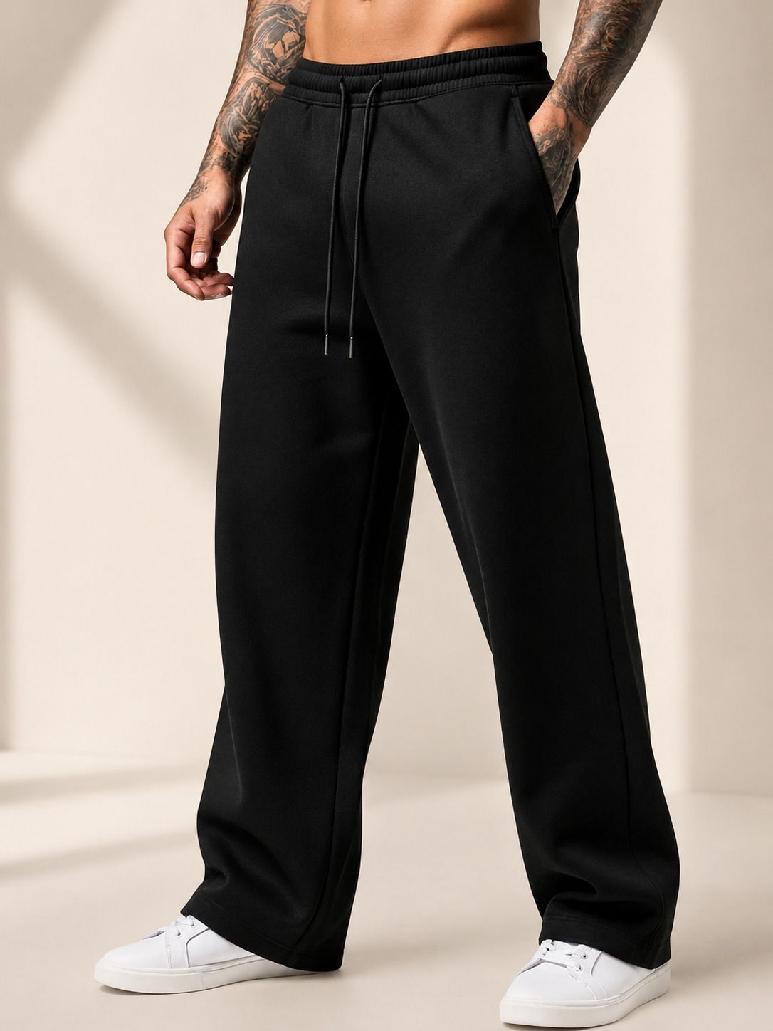 athflex Men Solid Black Track Pants-picture-18