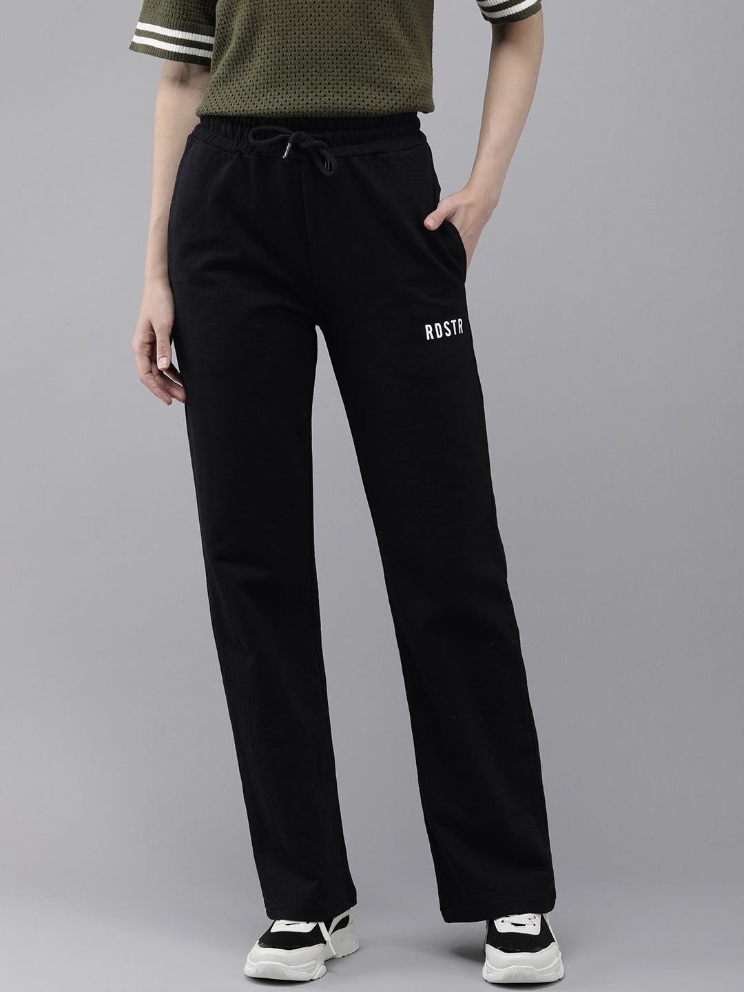 Women Solid Black Track Pants-image-48