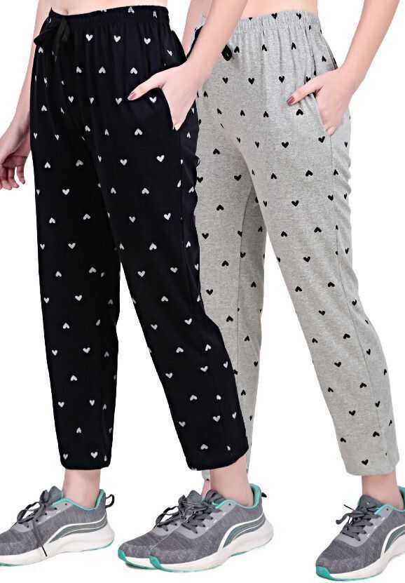 fashionshivi Pack of 2 Women Printed Grey Track Pants-picture-27
