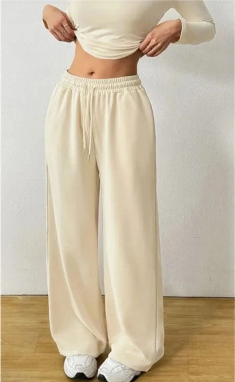 ecomwave Women Solid Beige Track Pants-picture-1