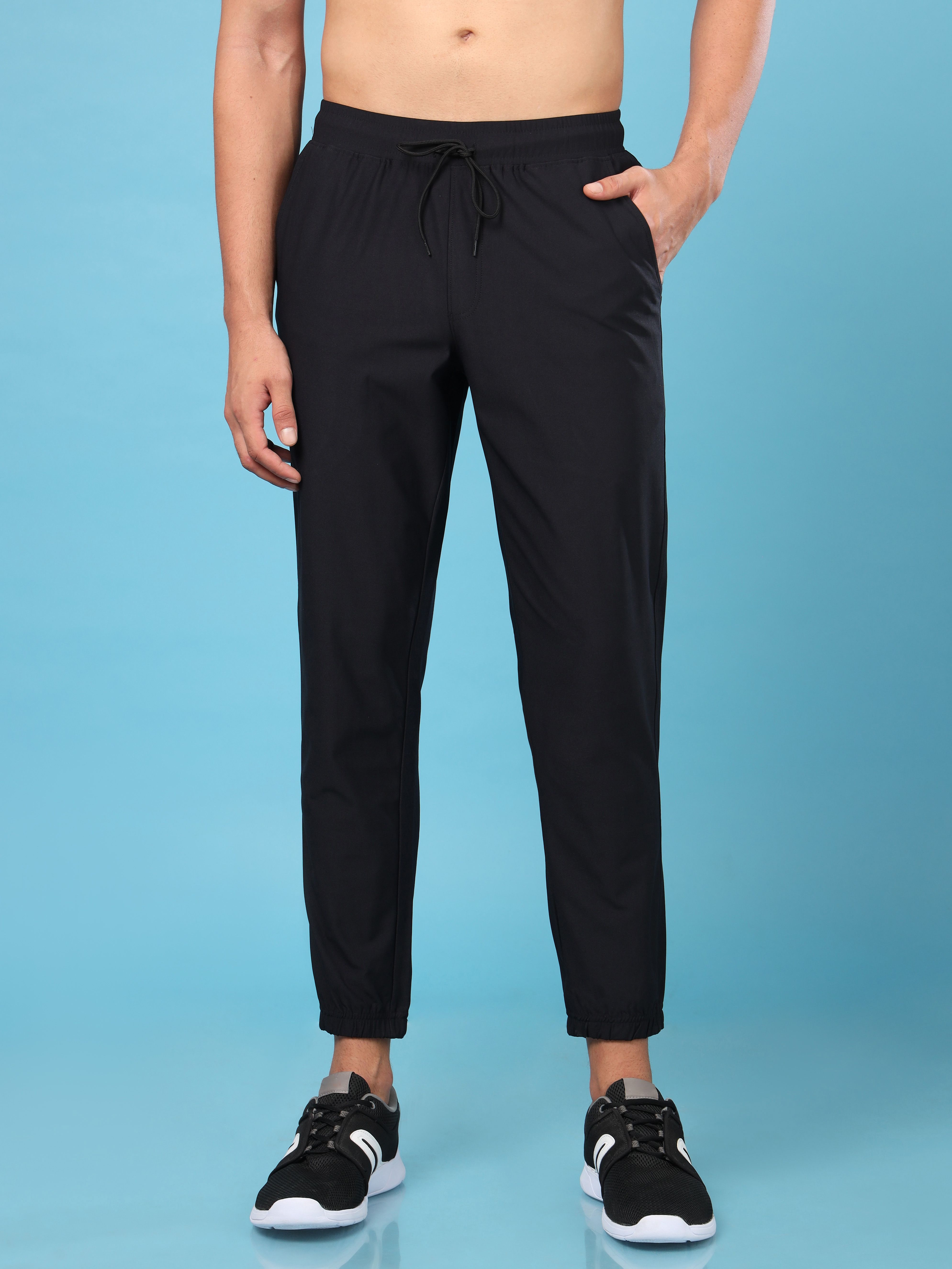 Men Solid Black Track Pants-image-14