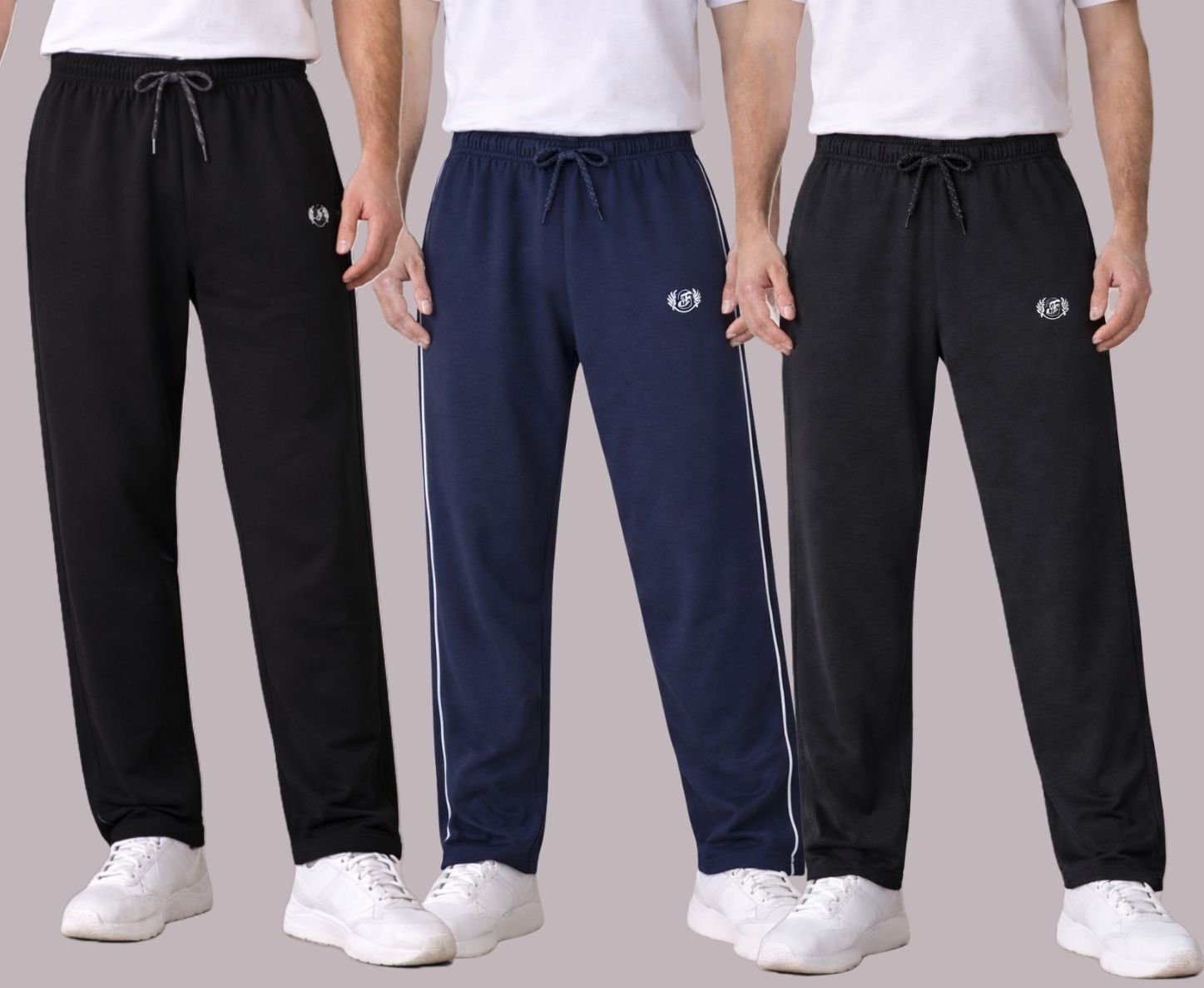 feverfew Pack of 3 Men Striped Multicolor Track Pants-picture-5
