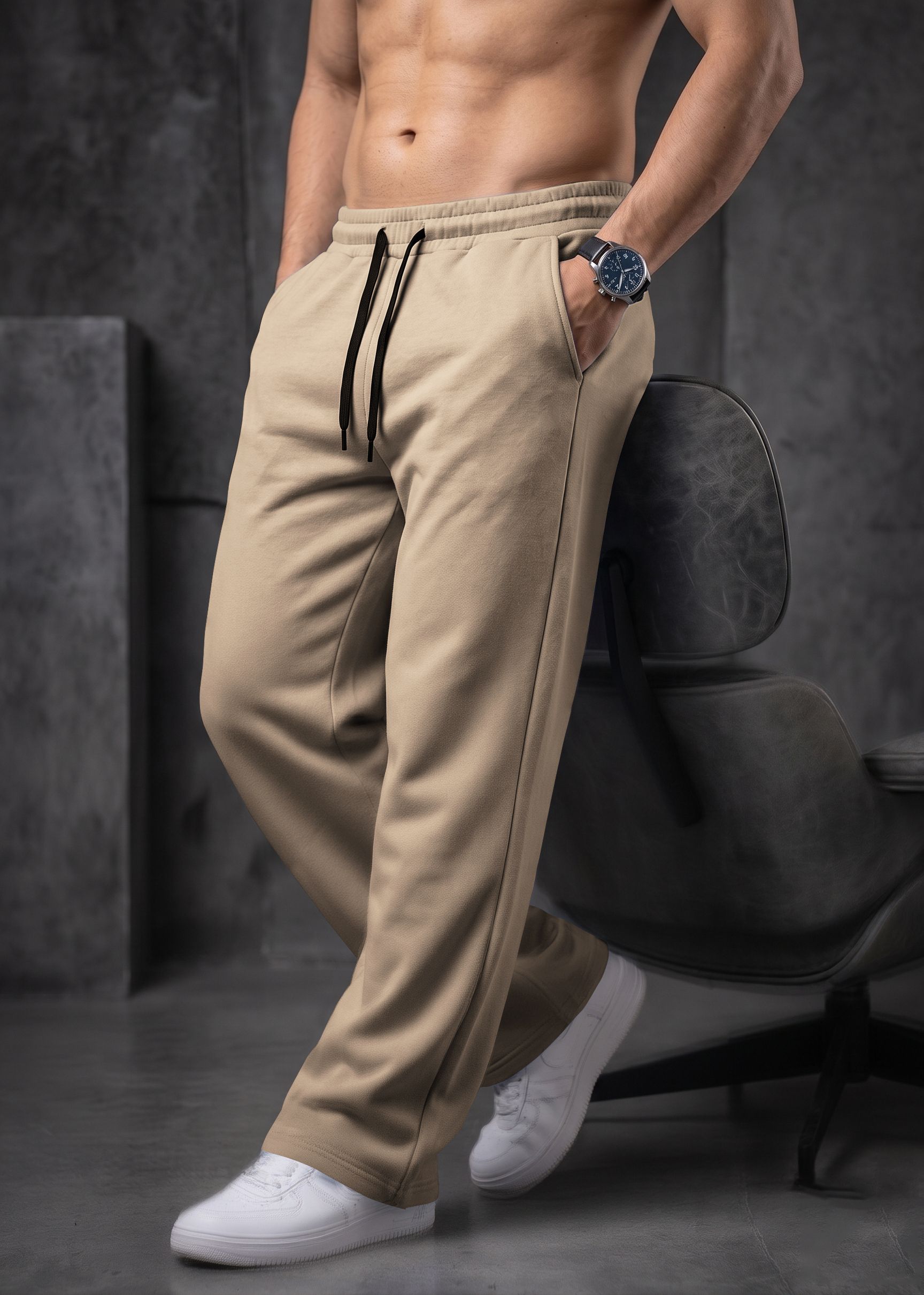 kelonbro Men Solid Beige Track Pants-picture-26
