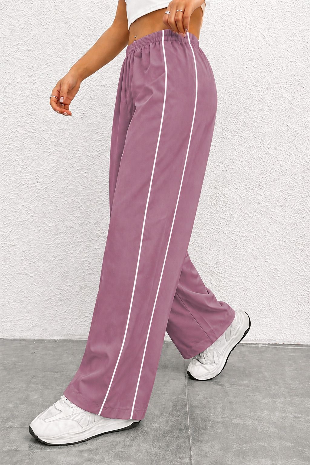 kalivaa Women Solid, Striped Purple Track Pants-picture-11