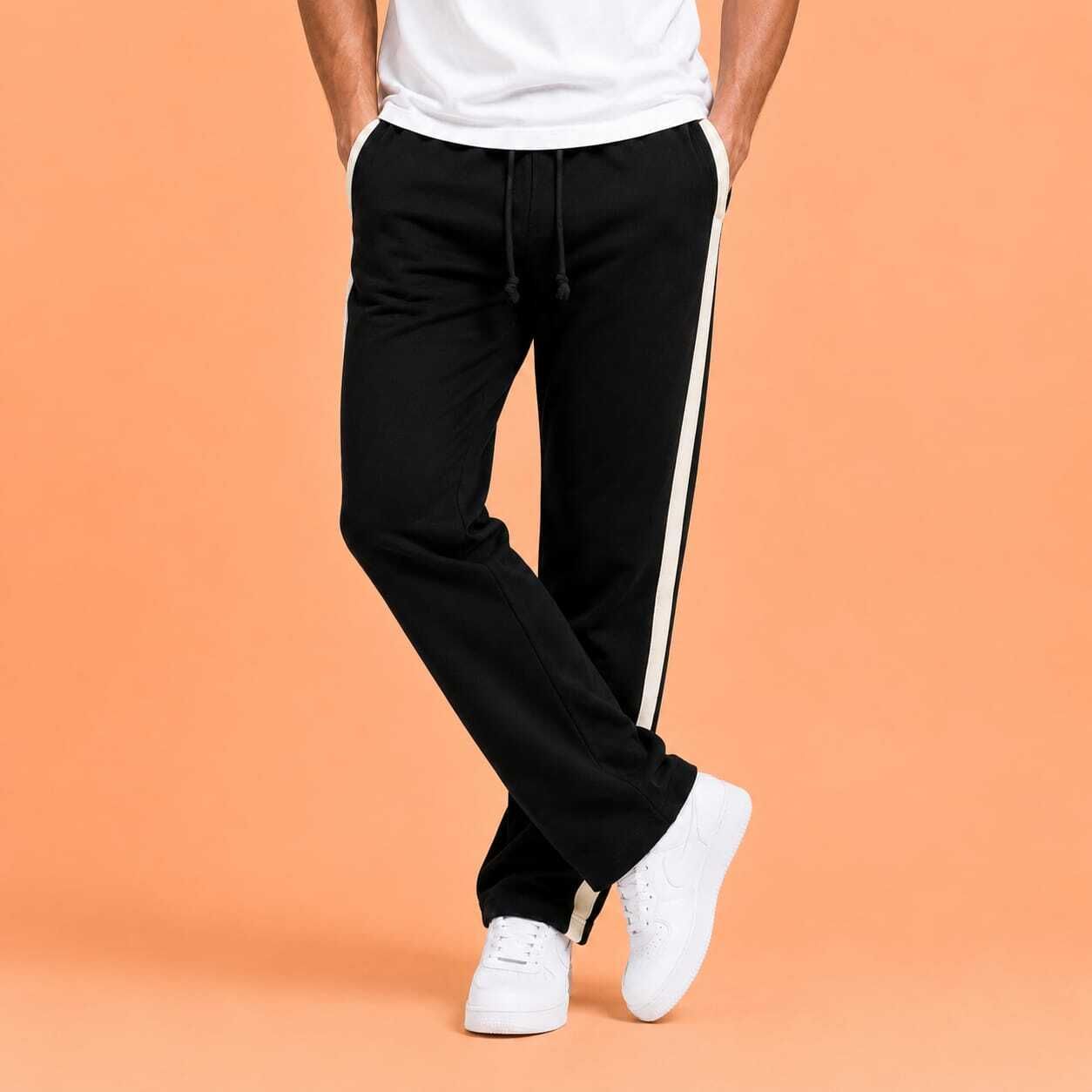 abhaytextile Men Striped White, Black Track Pants-picture-30