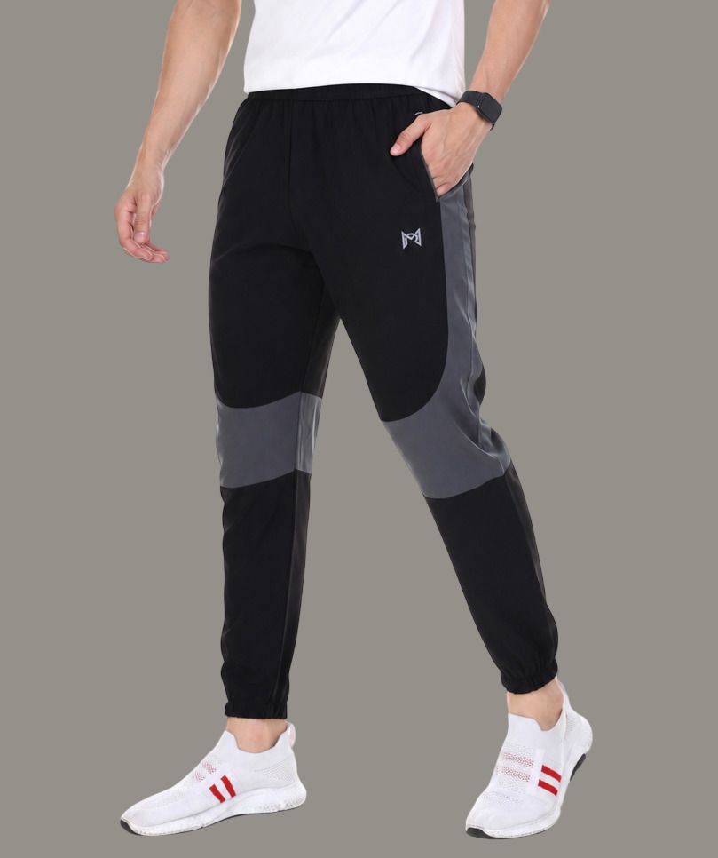 riq sports Men Colorblock Black Track Pants-picture-44