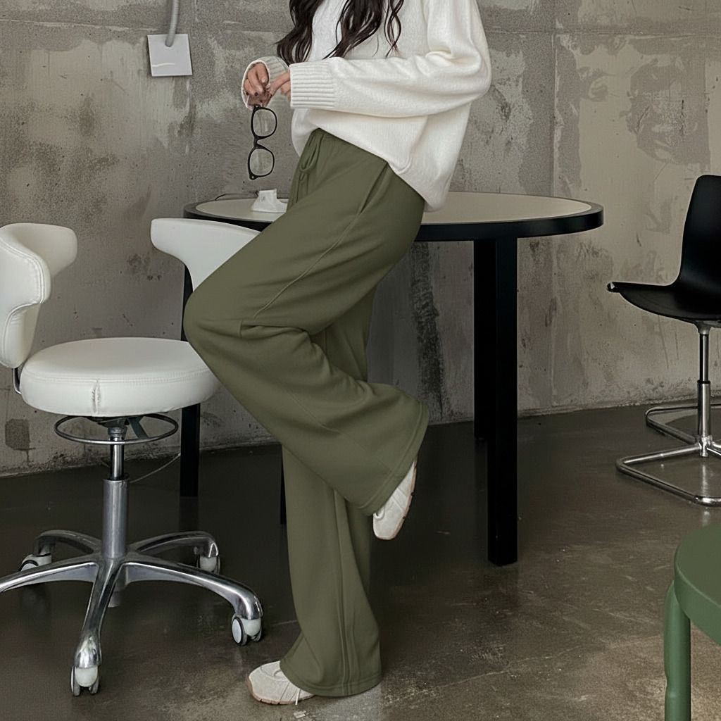 dinamarina Women Solid Olive Track Pants-picture-16