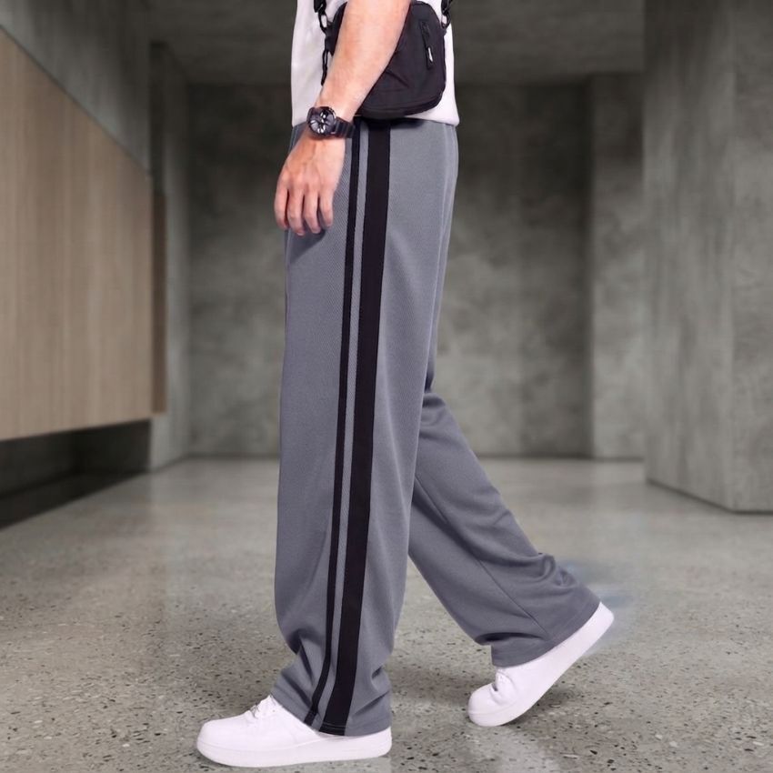 yanexa Men Striped Grey Track Pants-picture-18