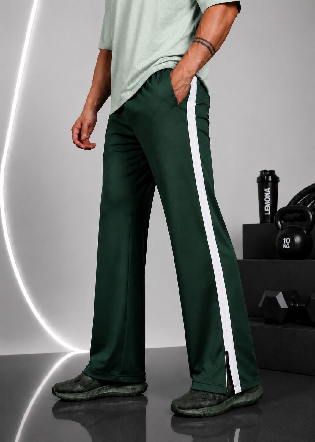 lemona Men Solid, Striped Dark Green Track Pants-picture-36