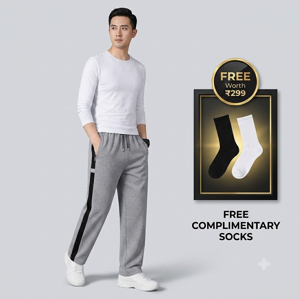 fly win Men Solid, Embellished, Striped Grey Track Pants-picture-34