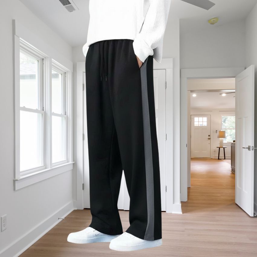 yanexa Men Striped Black Track Pants-picture-11