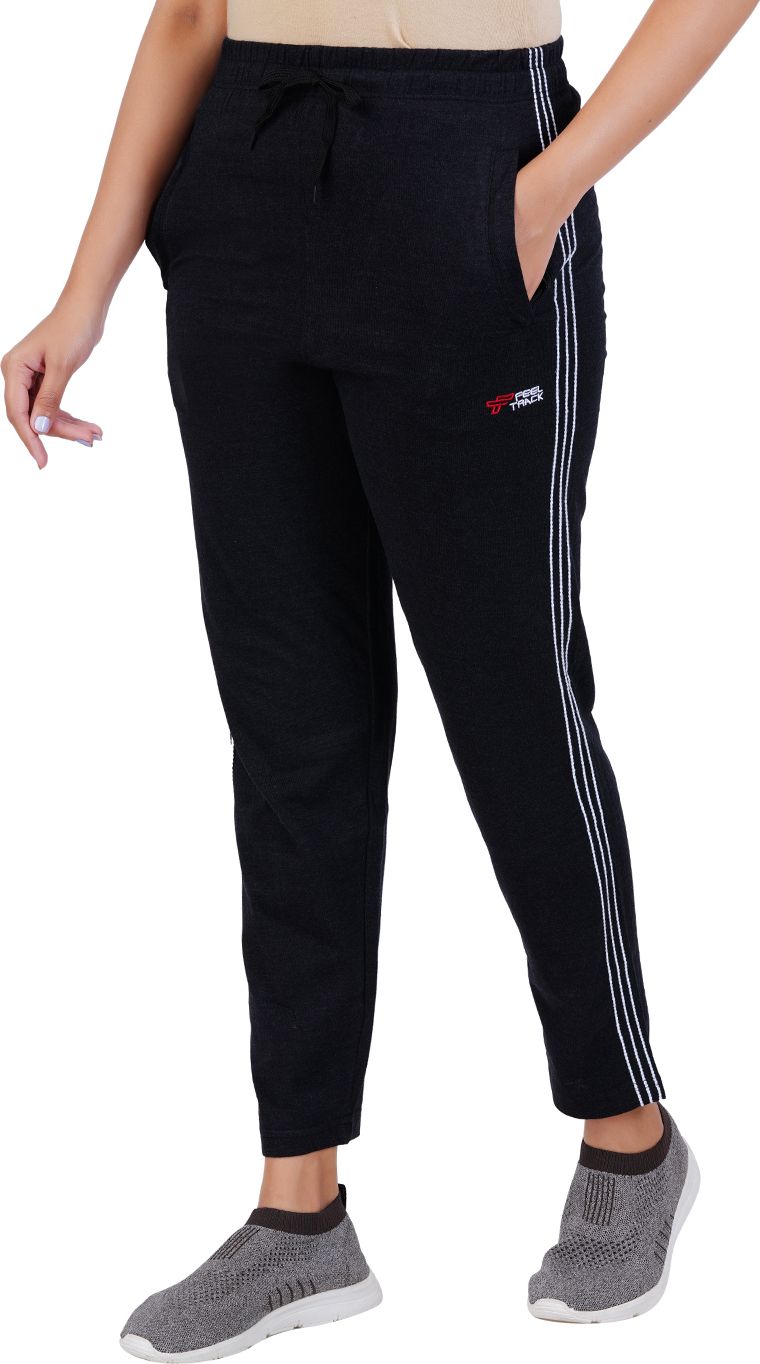Women Solid Black Track Pants-image-8