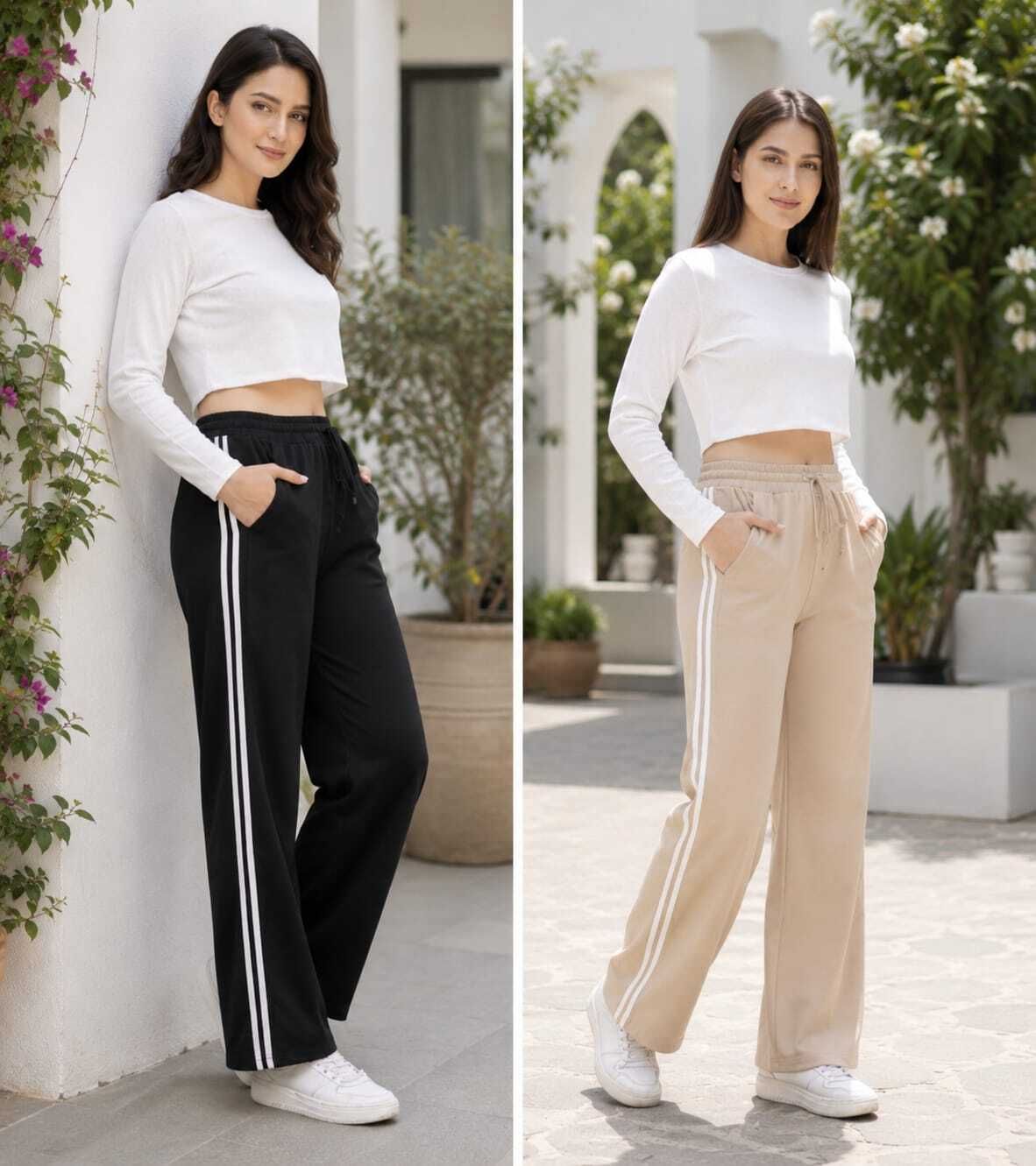 tiger style Women Solid Black, Gold Track Pants-picture-40