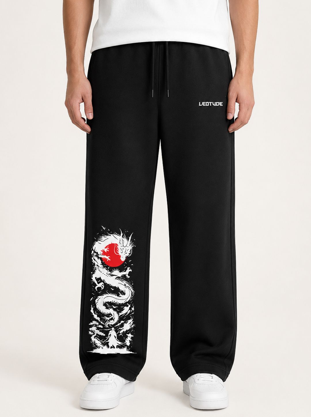 leotude Men Printed Black Track Pants-picture-46