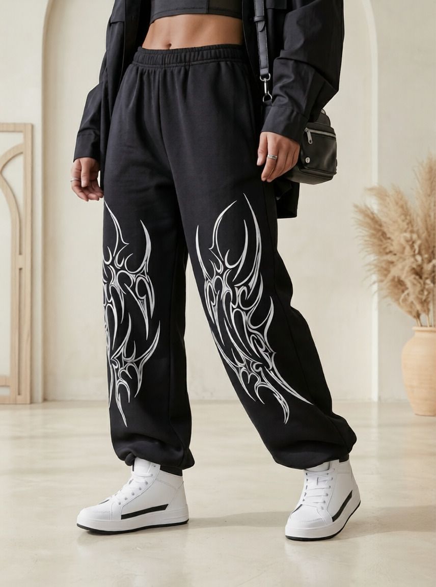 suun fllower Women Printed Black Track Pants-picture-44