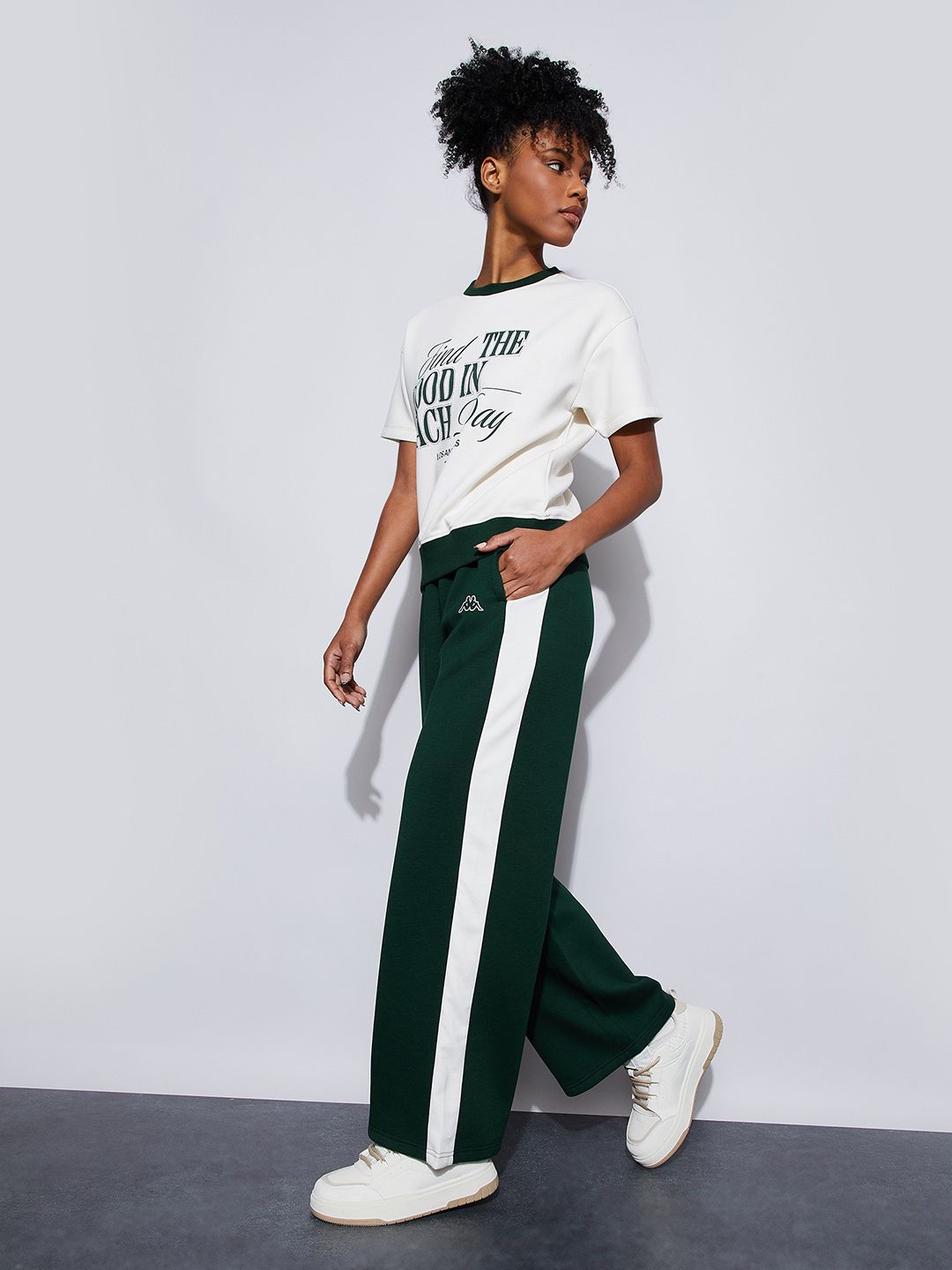 kappa Women Striped Green Track Pants-picture-16