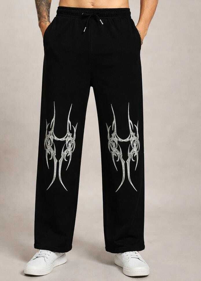 ava fashion Men Graphic Print Black Track Pants-picture-19