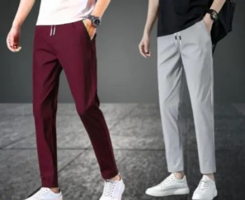 eragon fashion Pack of 2 Men Solid Maroon, Grey Track Pants-picture-36