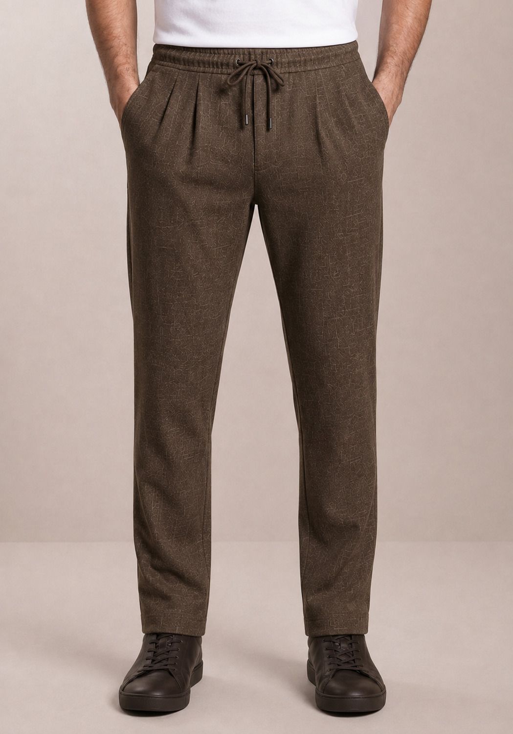 indiclub Men Self Design Brown Track Pants-picture-10