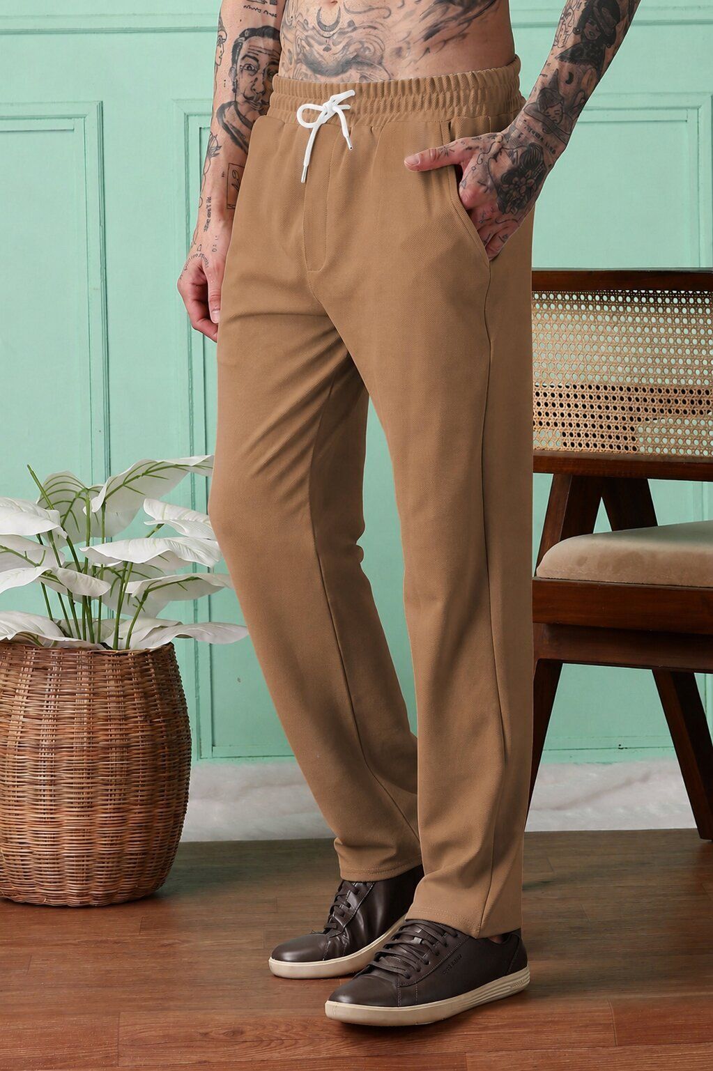 Men Solid Brown Track Pants-image-38
