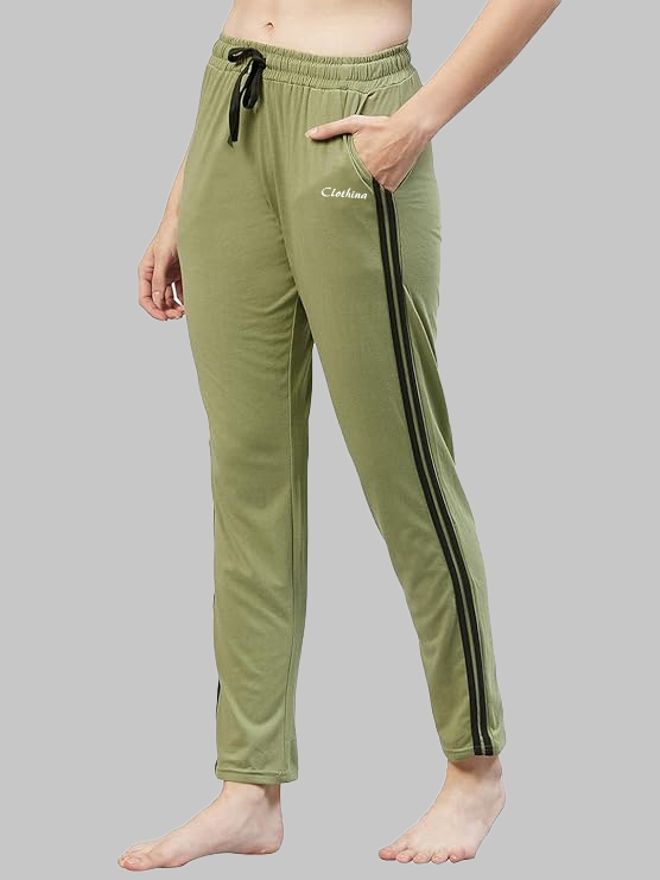 clothina Women Striped Green Track Pants-picture-36