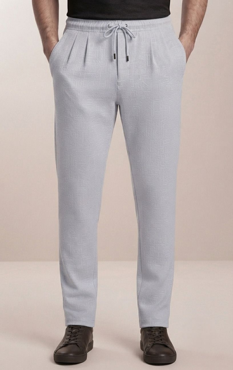 indiclub Men Self Design Silver Track Pants-picture-21