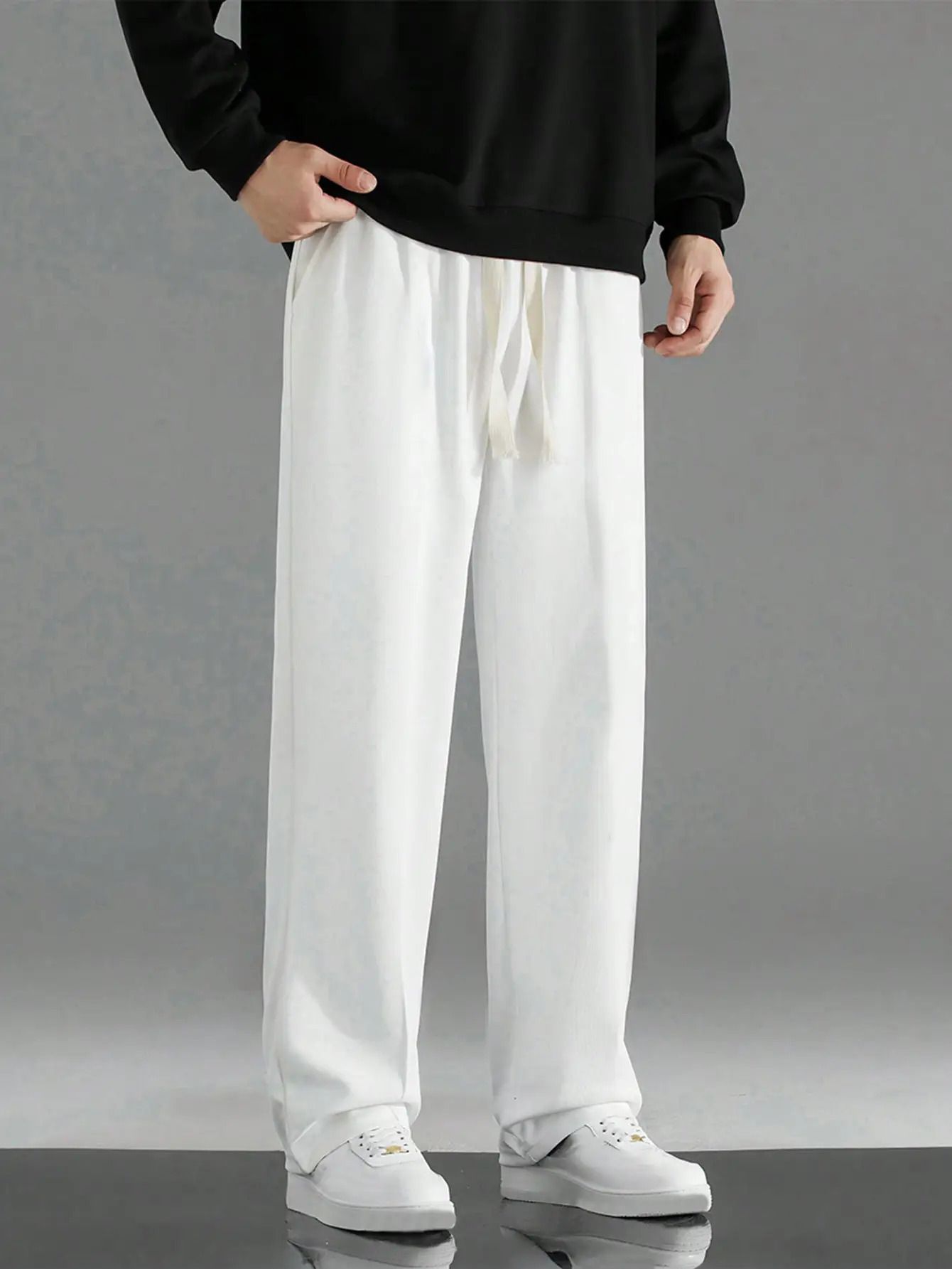 Men Solid White Track Pants-image-20