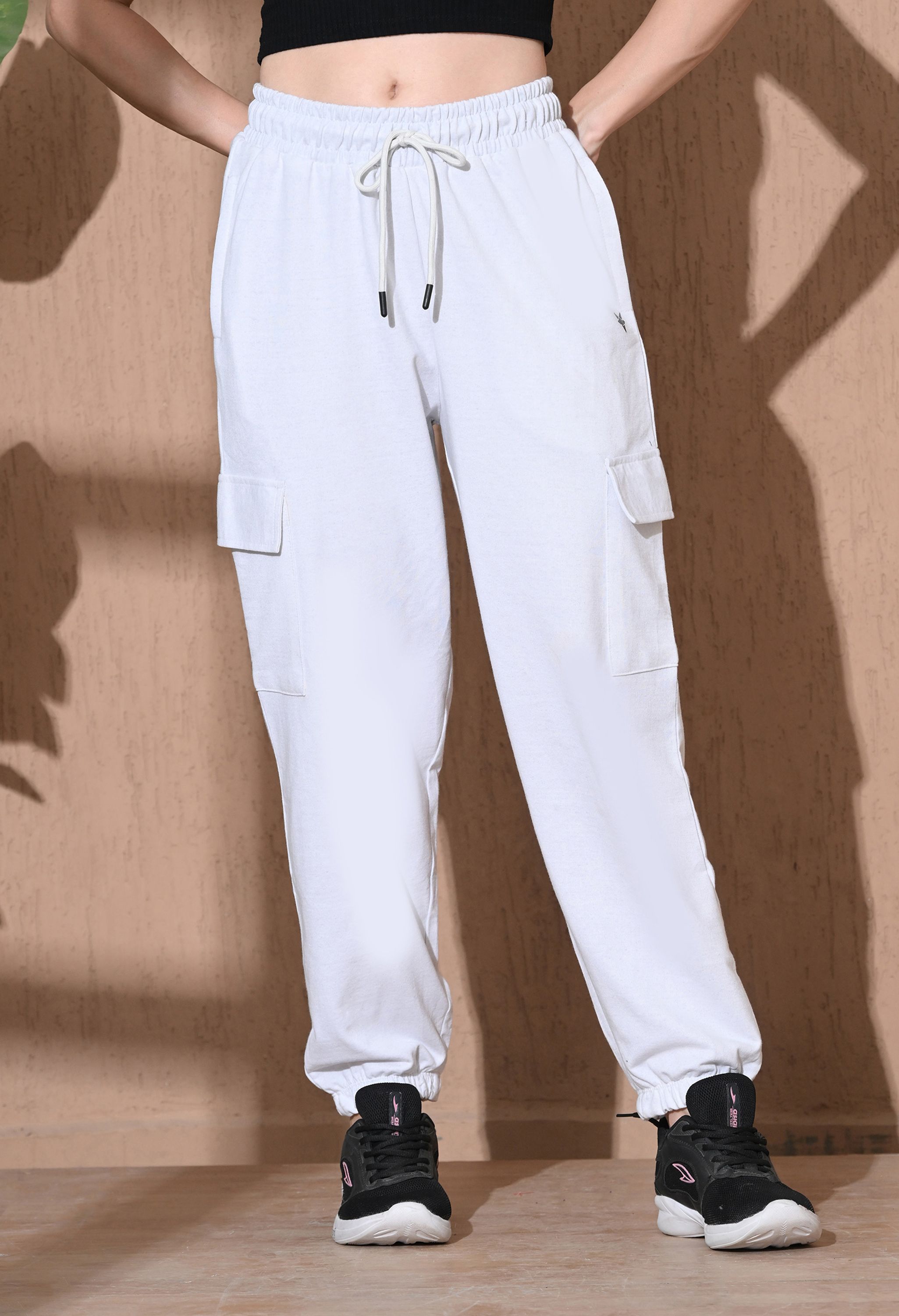 Women Solid White Track Pants-image-21