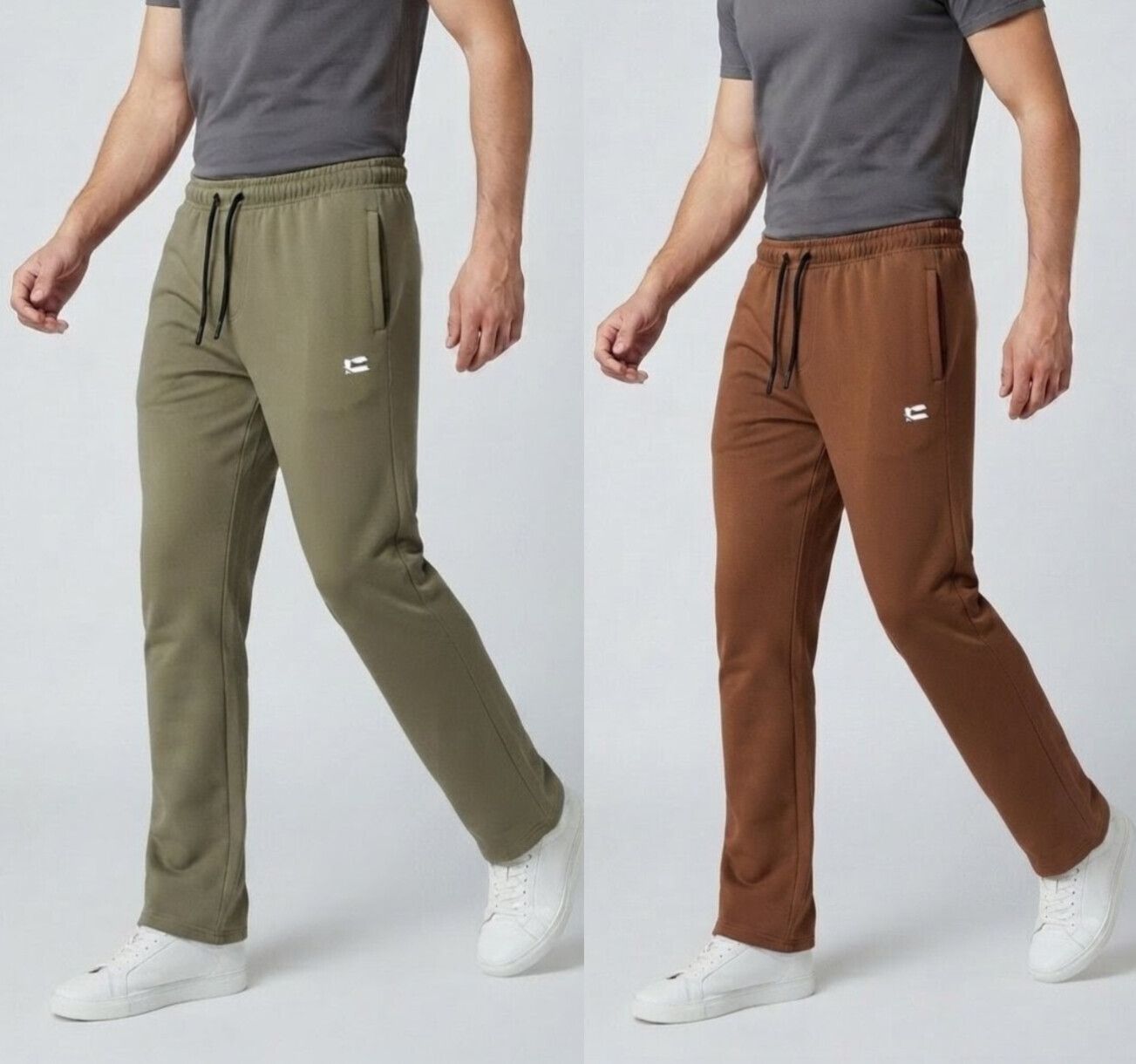 coutrix Pack of 2 Men Solid Green Track Pants-picture-23