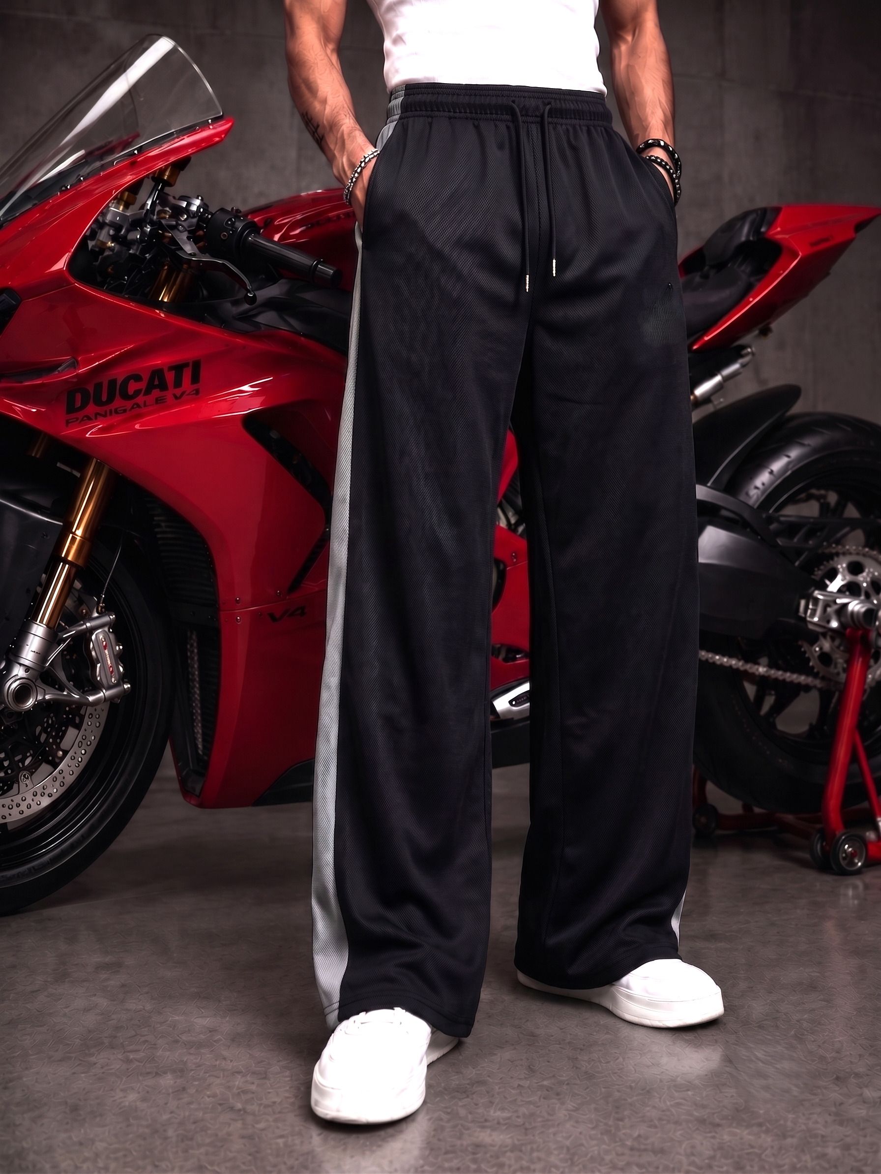Men Self Design Black Track Pants-image-41