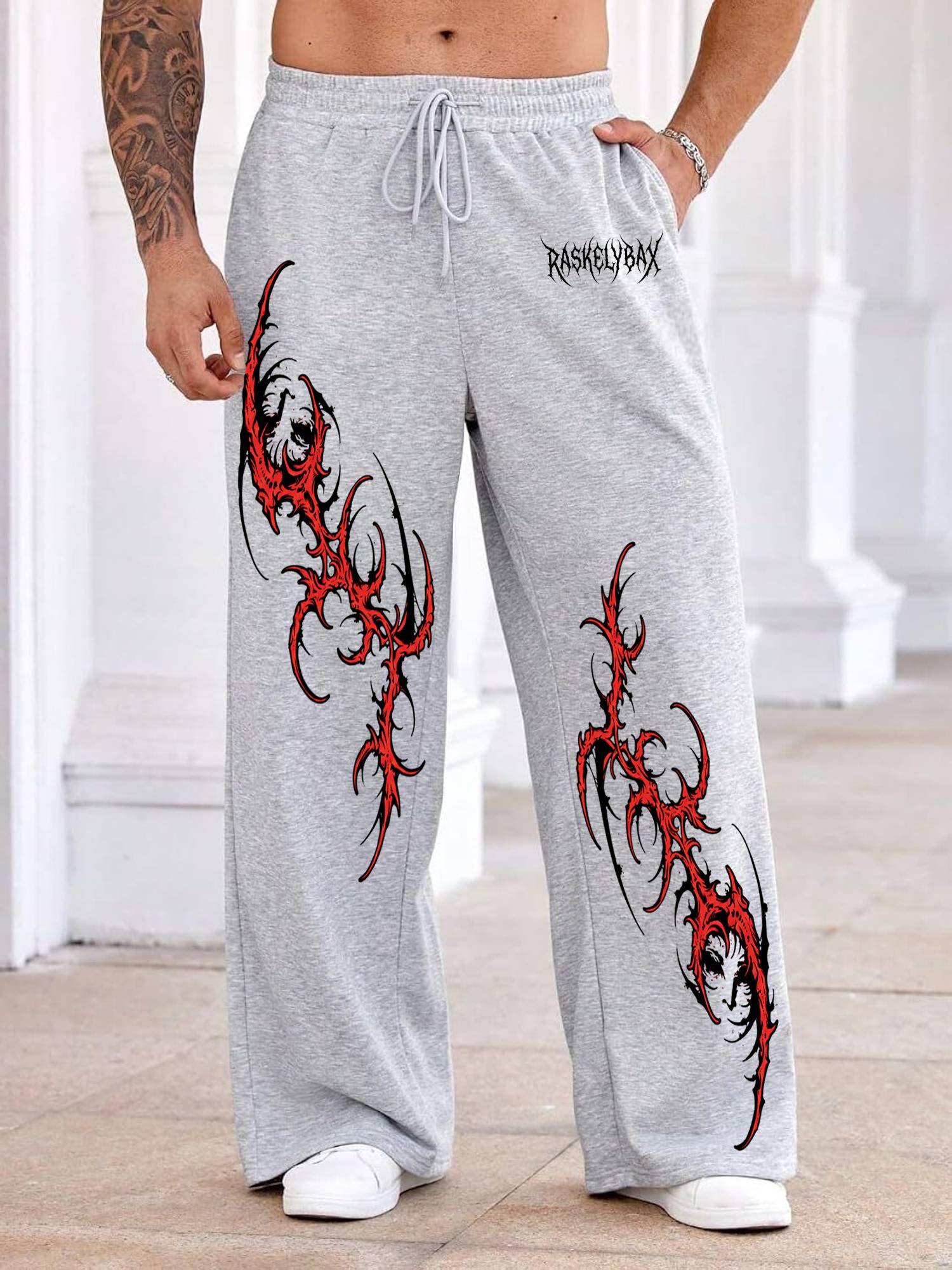 raskelybax Men Printed Grey Track Pants-picture-12