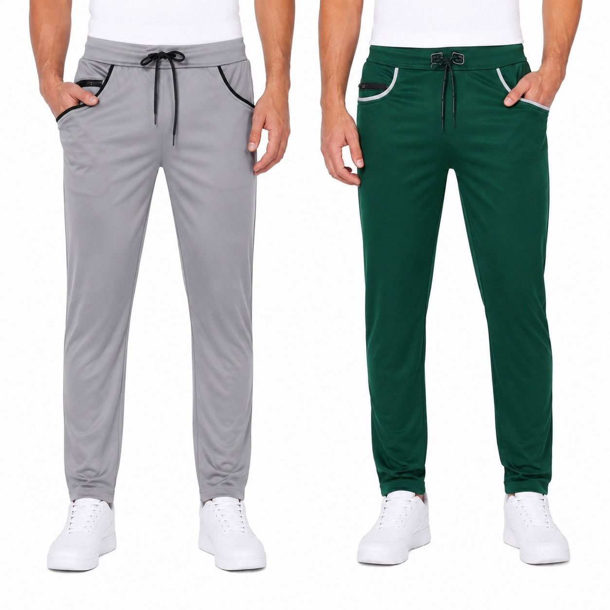 mahimagarment Pack of 2 Men Solid Grey, Dark Green Track Pants-picture-37