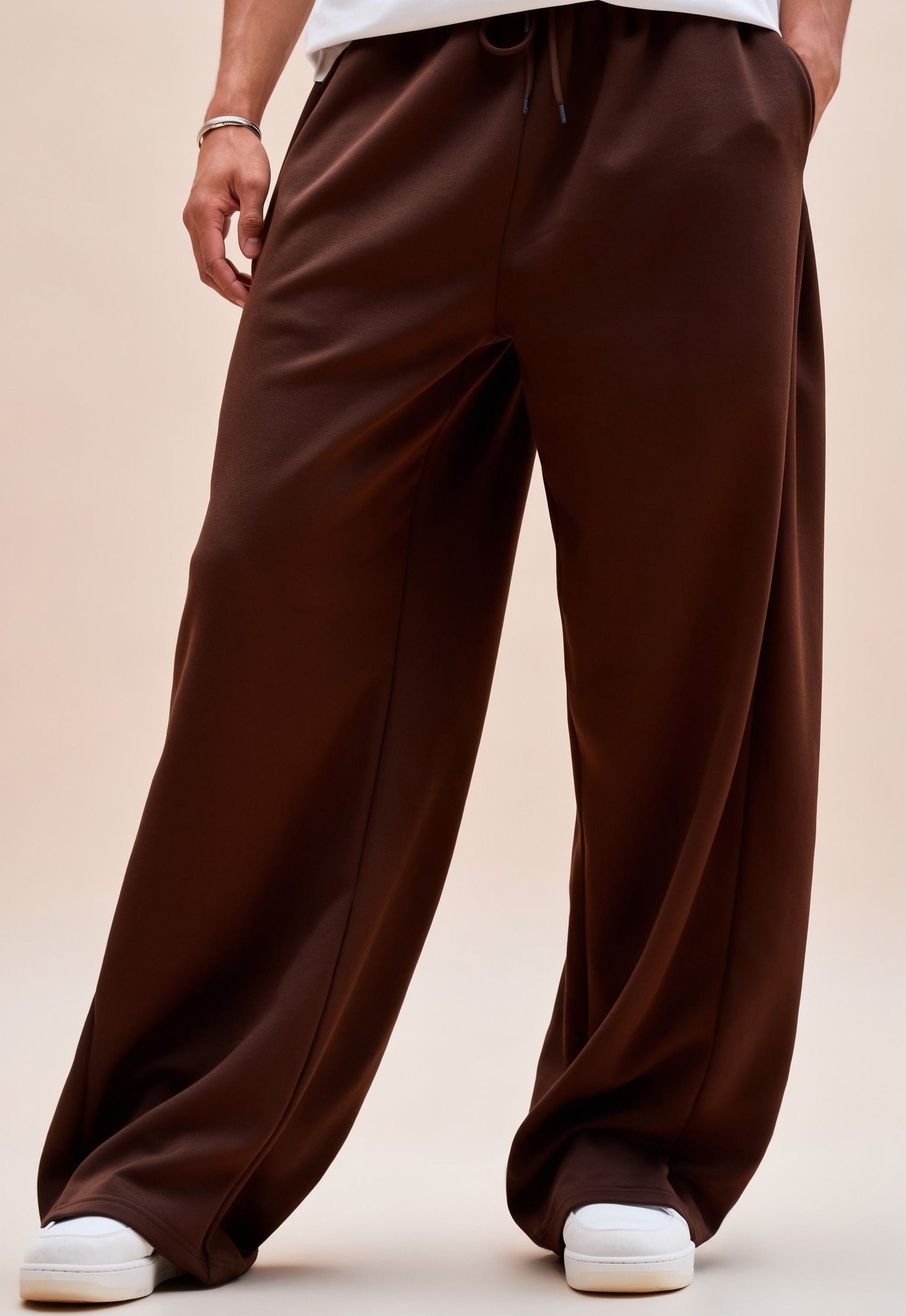 featous Men Solid Brown Track Pants-picture-21