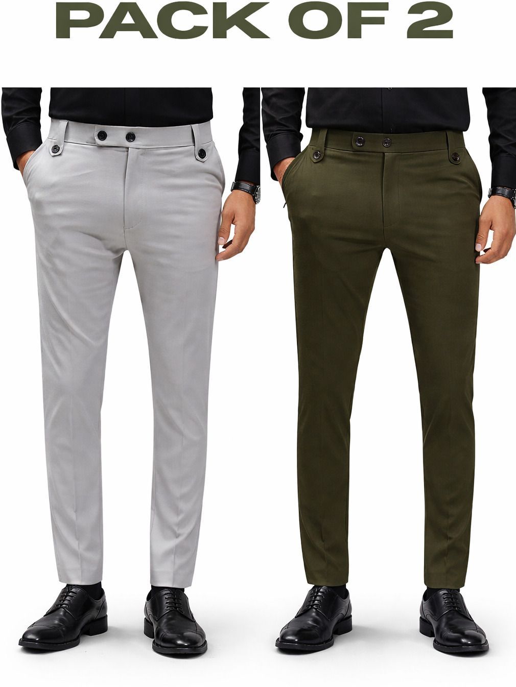 nayakrit Pack of 2 Men Solid Dark Green, Grey Track Pants-picture-23