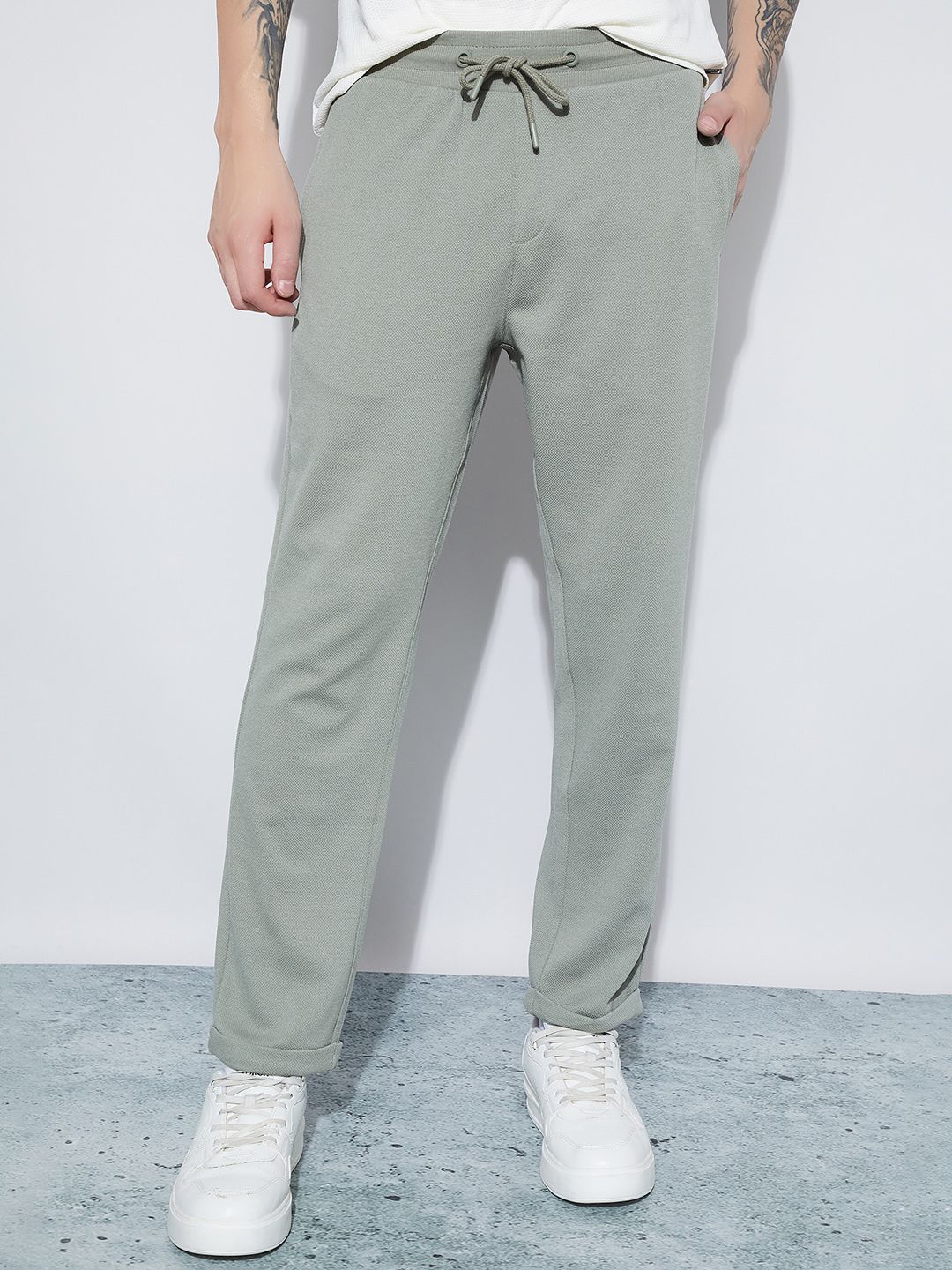 fame forever by lifestyle Men Solid Olive Track Pants-picture-14