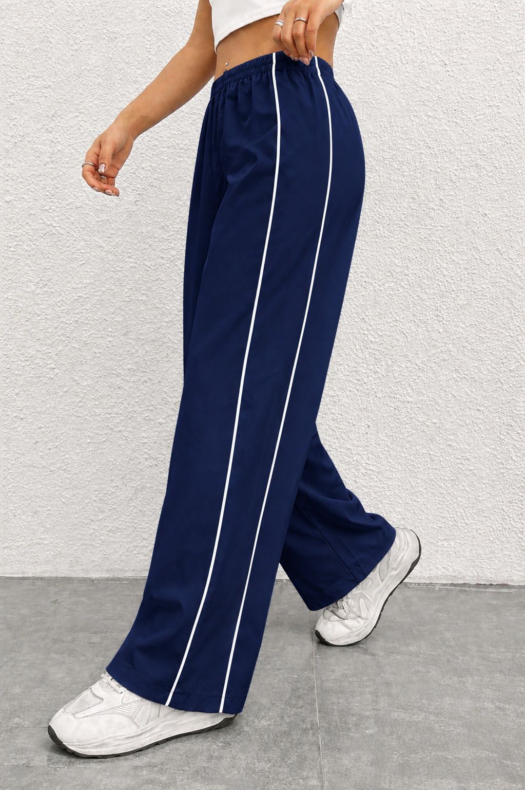 libja Women Striped Blue Track Pants-picture-28