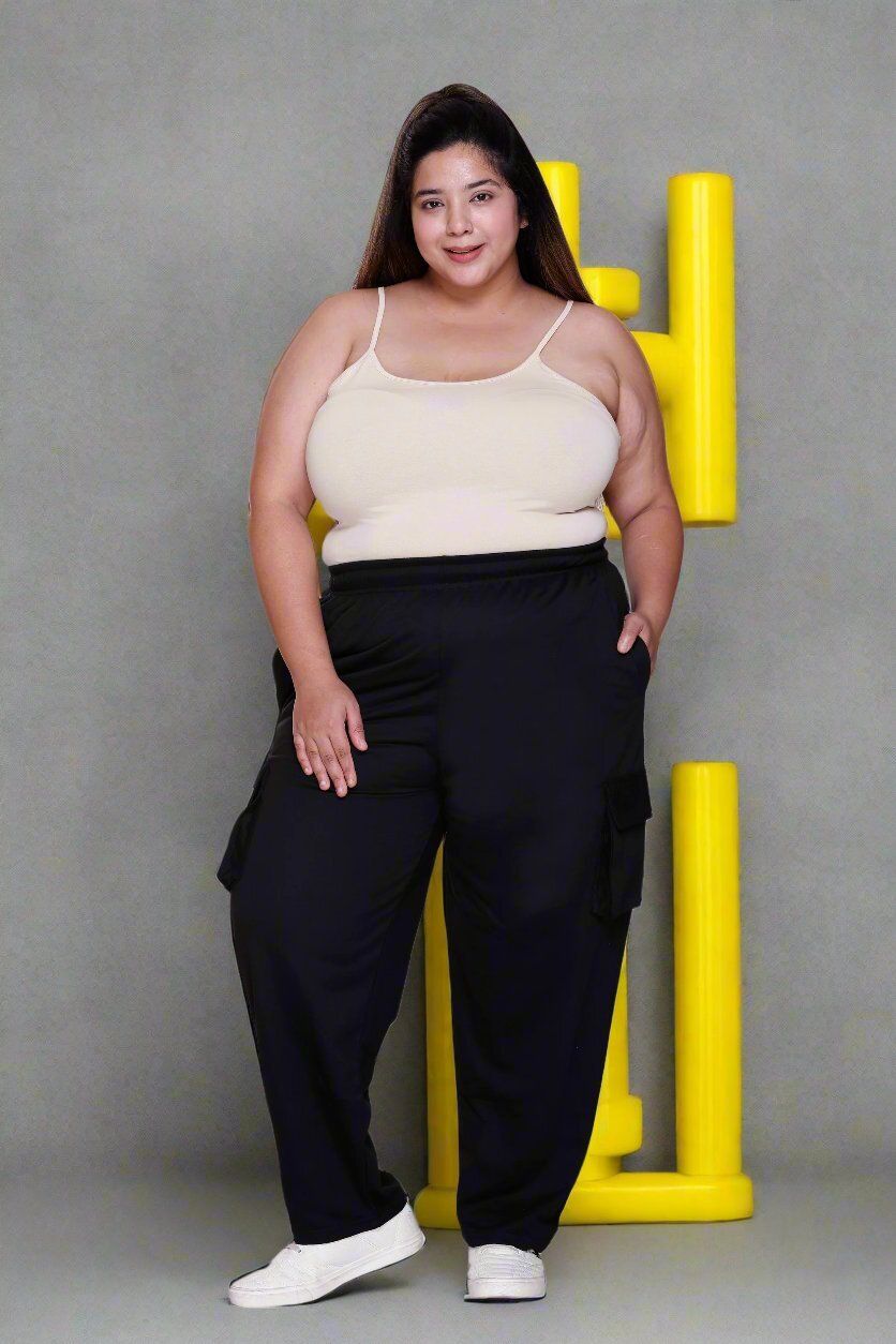 white moon Women Solid Black Track Pants-picture-13