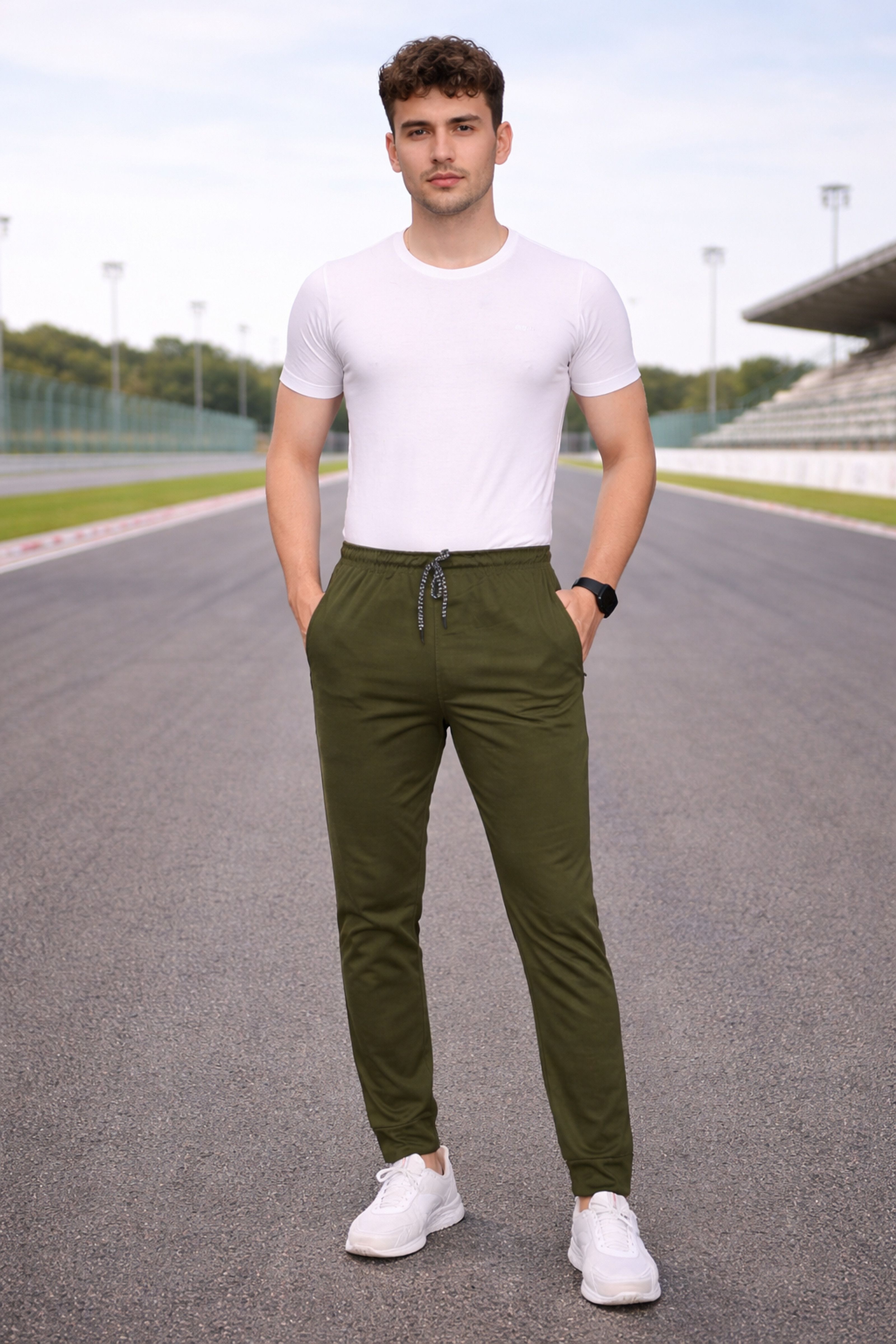 anand Men Solid Green Track Pants-picture-17