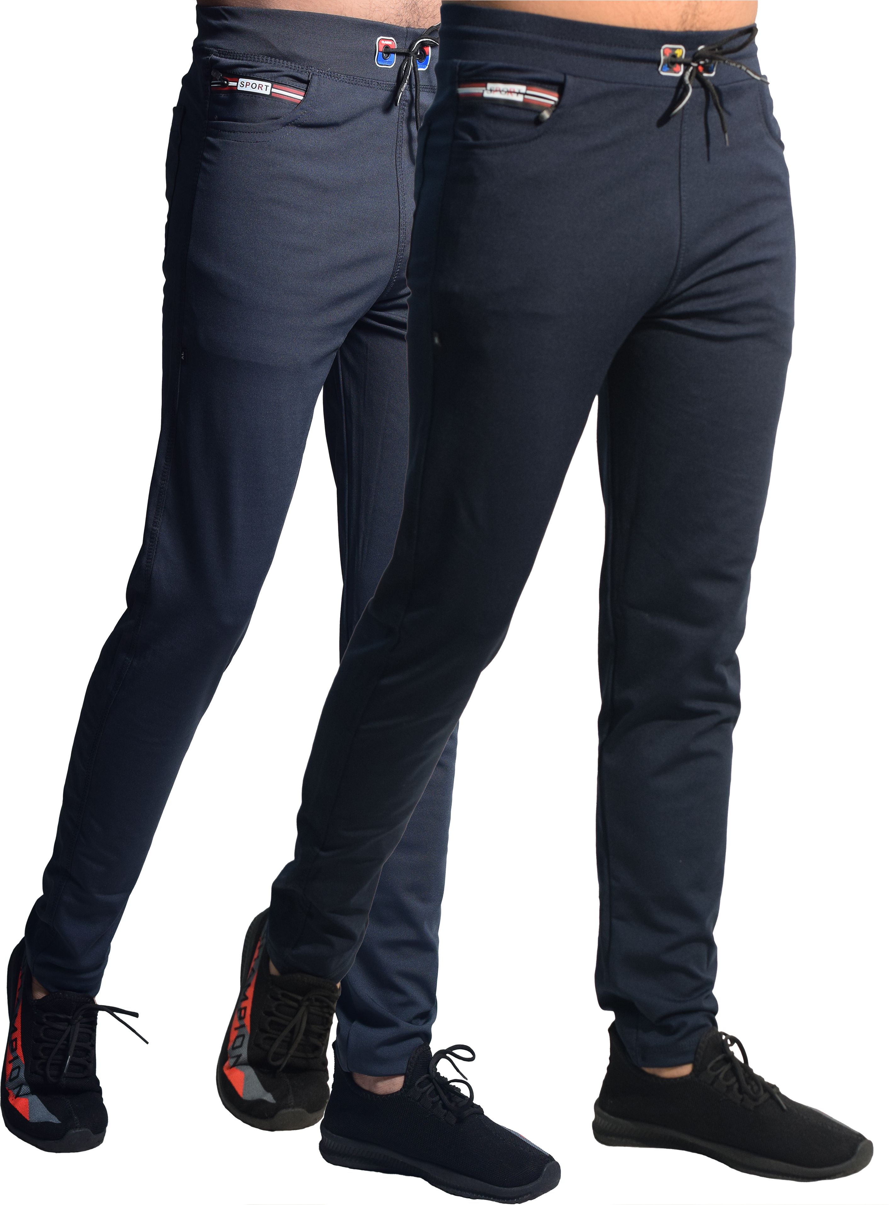 khozi Pack of 2 Men Solid Blue, Grey Track Pants-picture-15
