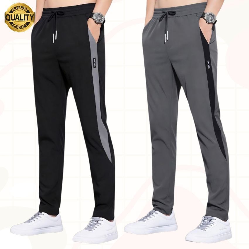 s t enterprise Pack of 2 Men Striped Black, Grey Track Pants-picture-23