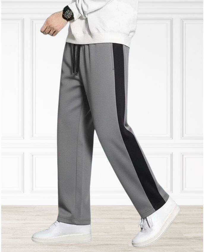 yanexa Men Striped Grey Track Pants-picture-36